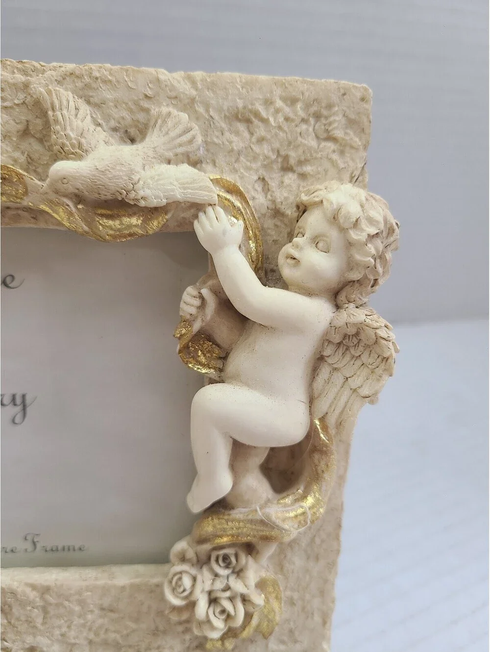 Vintage Resin Cherub Angel Picture Photo Frame 3.5x5